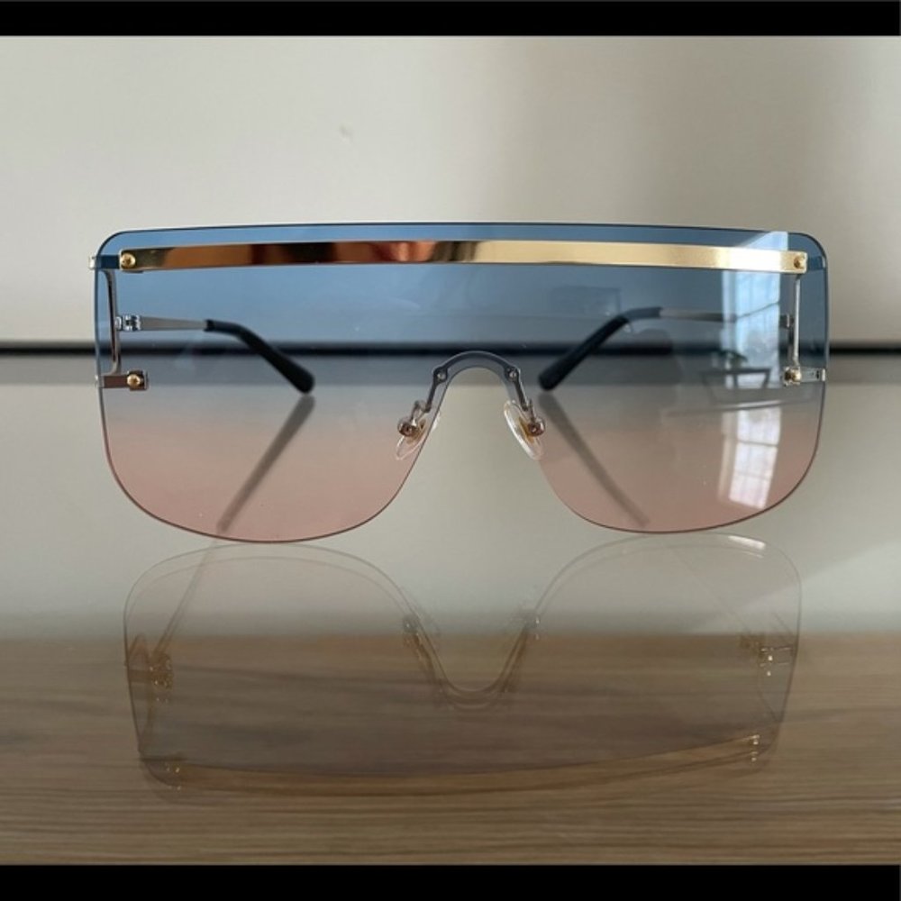 Transparent blue and pink sunglasses